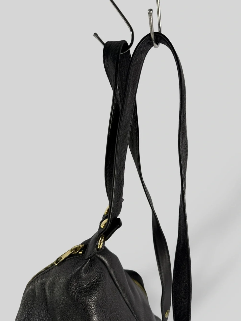 Botticelli Black Leather Backpack with Gold Hardware